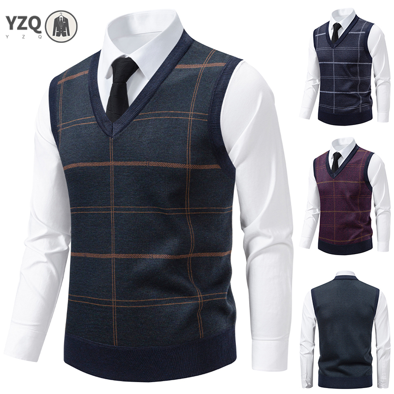 Men'S Fashion V Neck Sweater - Men's V-neck Knitted Sweater Warm Autumn