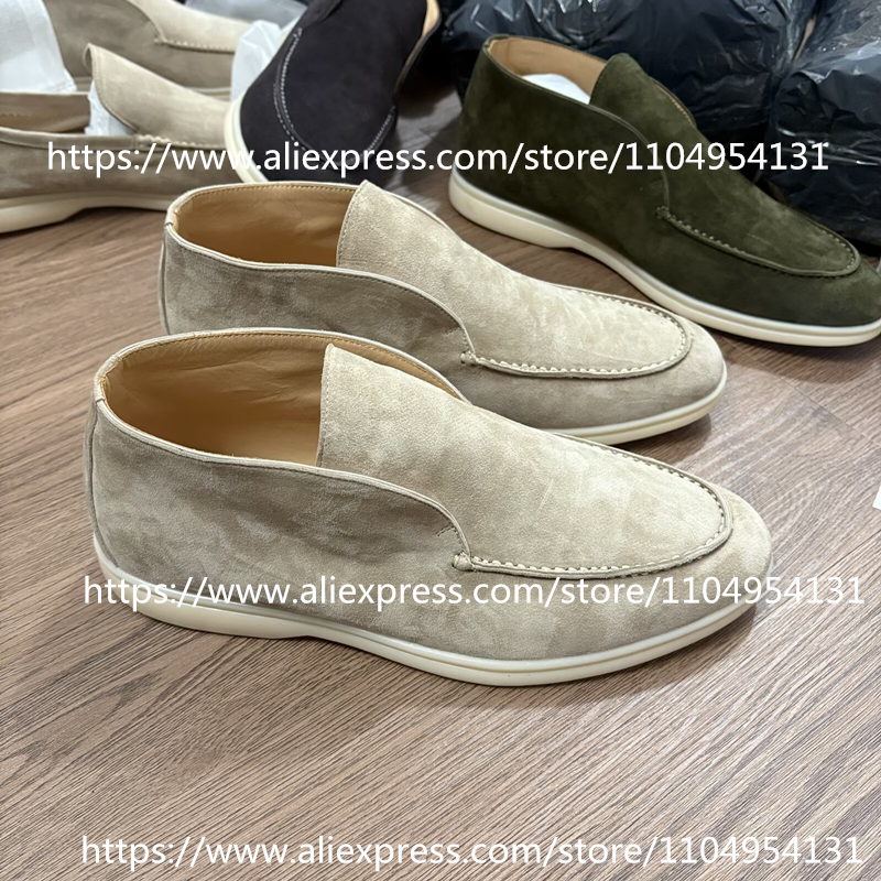 Suede Loafers Men - apricot black Loafers Casual Boots Men's