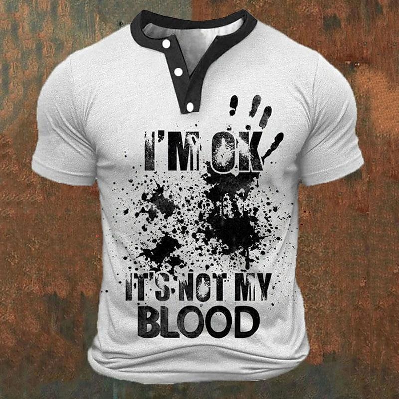 Mens Fashion Trend - Funny 3D Letter Print Men's Henley