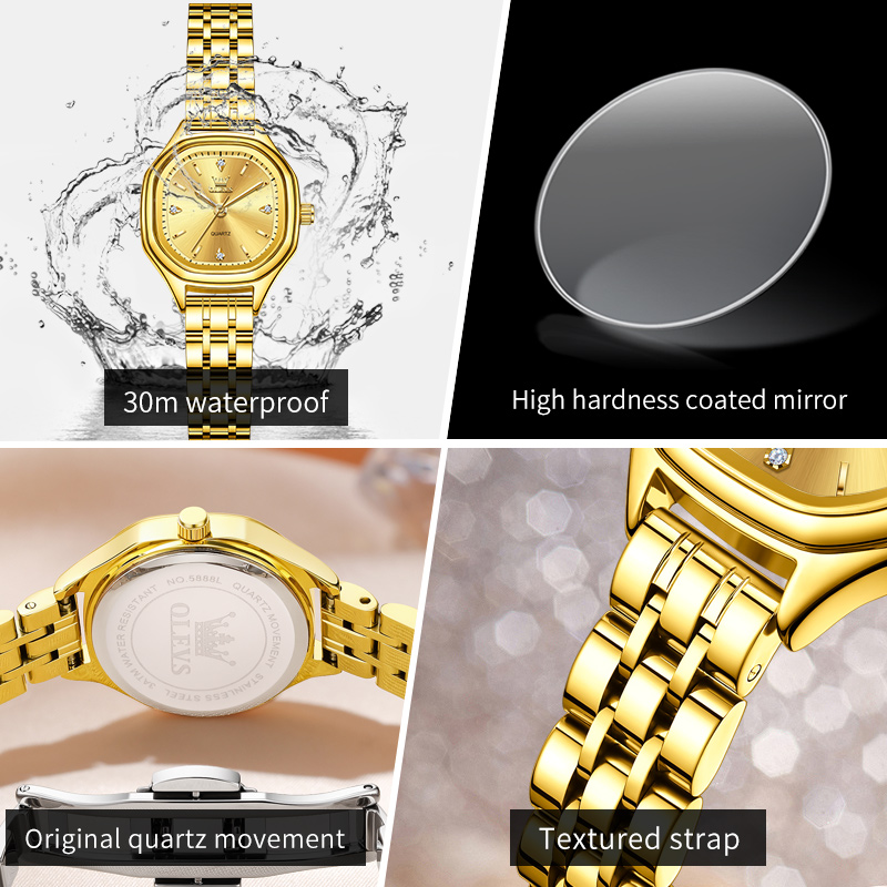 OLEVS 5888 Ladies Watches Gold - Men Fashion Elegant บทวิจารณ์และราคา