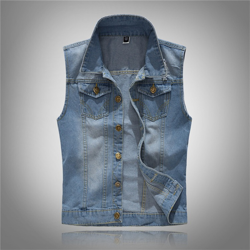 Ripped Denim Waistcoat Men Kor - Men'S Fashion Vest With Jeans บทวิจารณ์และราคา
