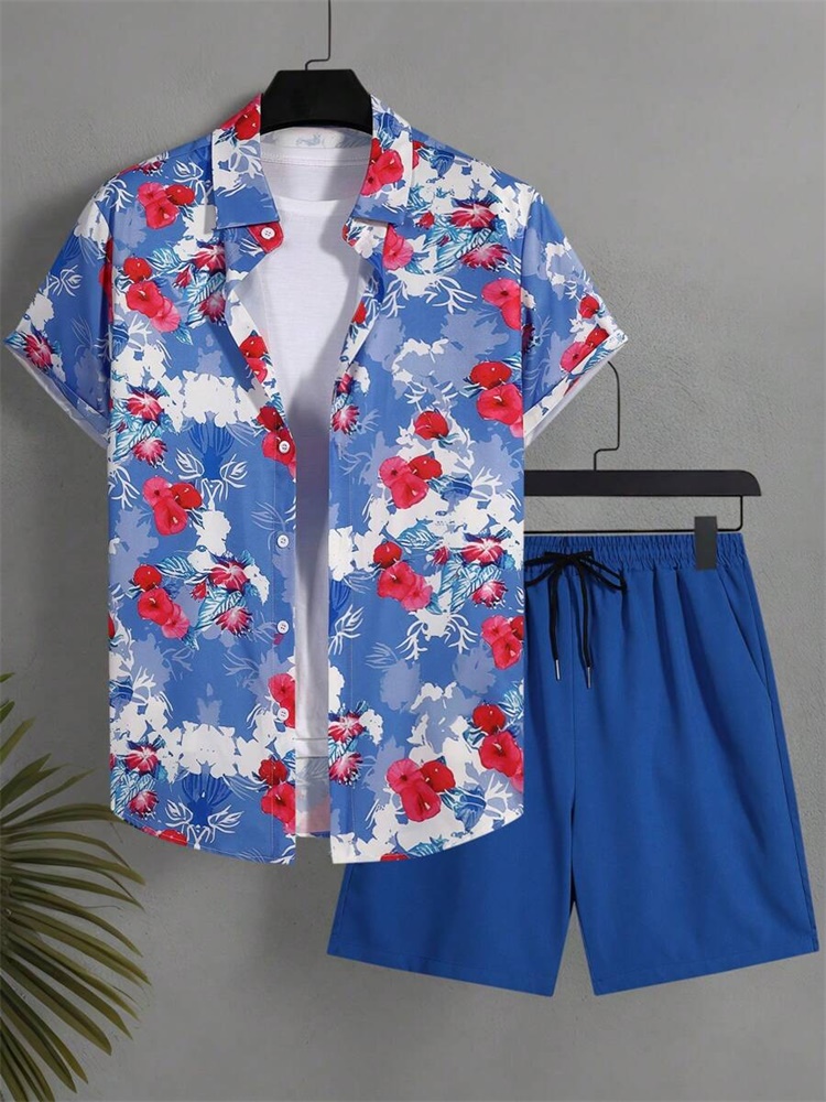 Men's Short-sleeved Shirt Set  - Men'S Fashion Color บทวิจารณ์และราคา