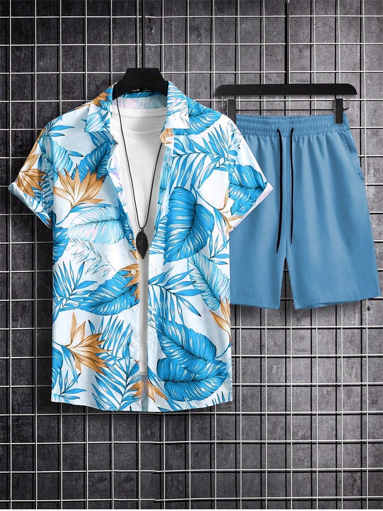 Men's Short-sleeved Shirt Set  - Men'S Fashion Color บทวิจารณ์และราคา