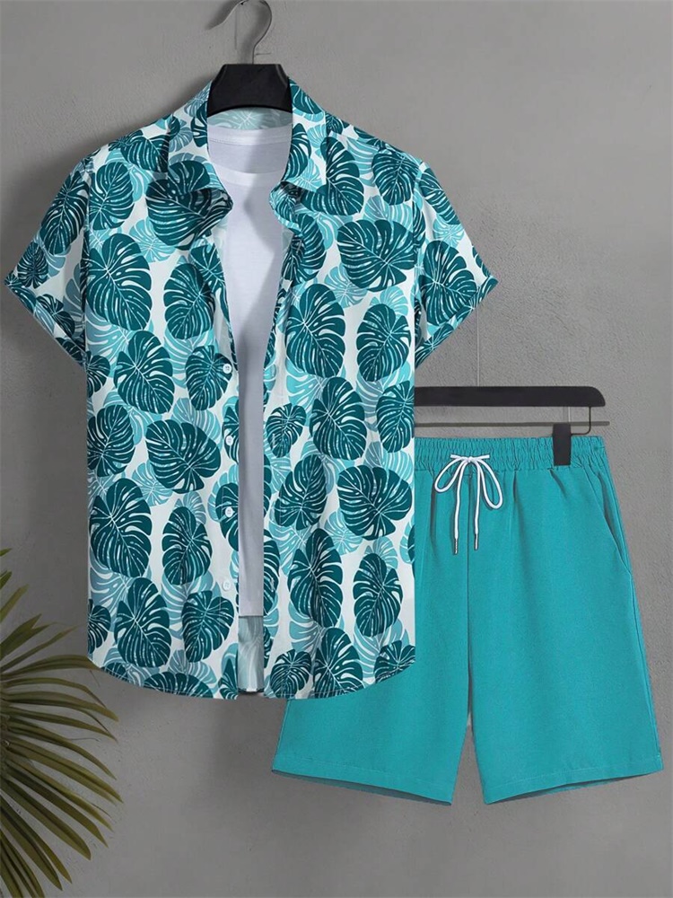 Men's Short-sleeved Shirt Set  - Men'S Fashion Color บทวิจารณ์และราคา