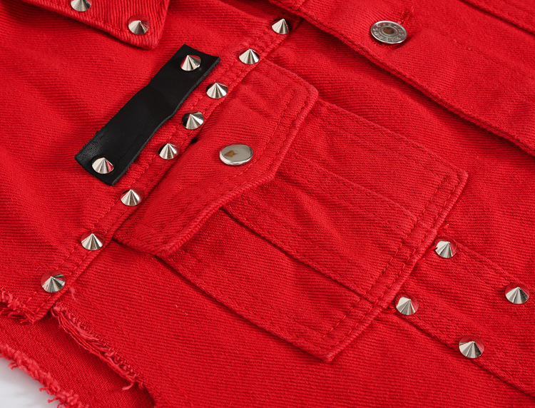 Men Rivet Punk Style Denim Ves - Men'S Fashion Vest With Jeans บทวิจารณ์และราคา