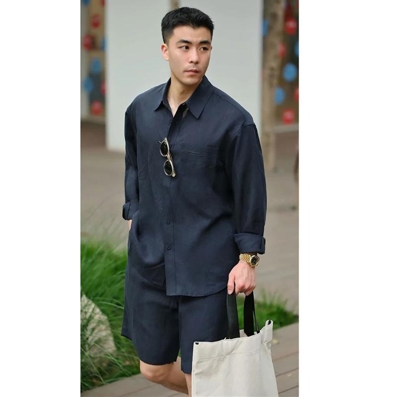Summer Casual Set Lyocell Line - Mens Fashion Trend บทวิจารณ์และราคา