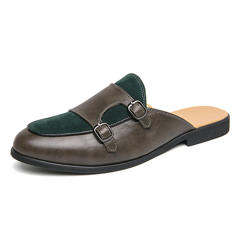 Fashion Black Green Monk Strap - Suede Loafers Men บทวิจารณ์และราคา
