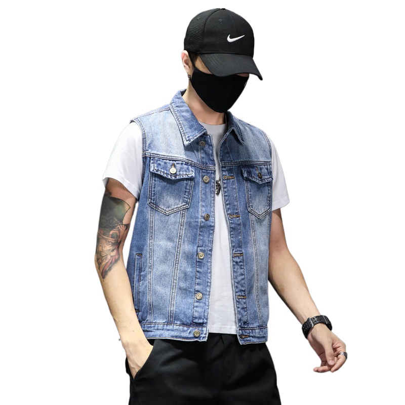 New Fashion Men Blue Denim Ves - Men'S Fashion Vest With Jeans บทวิจารณ์และราคา
