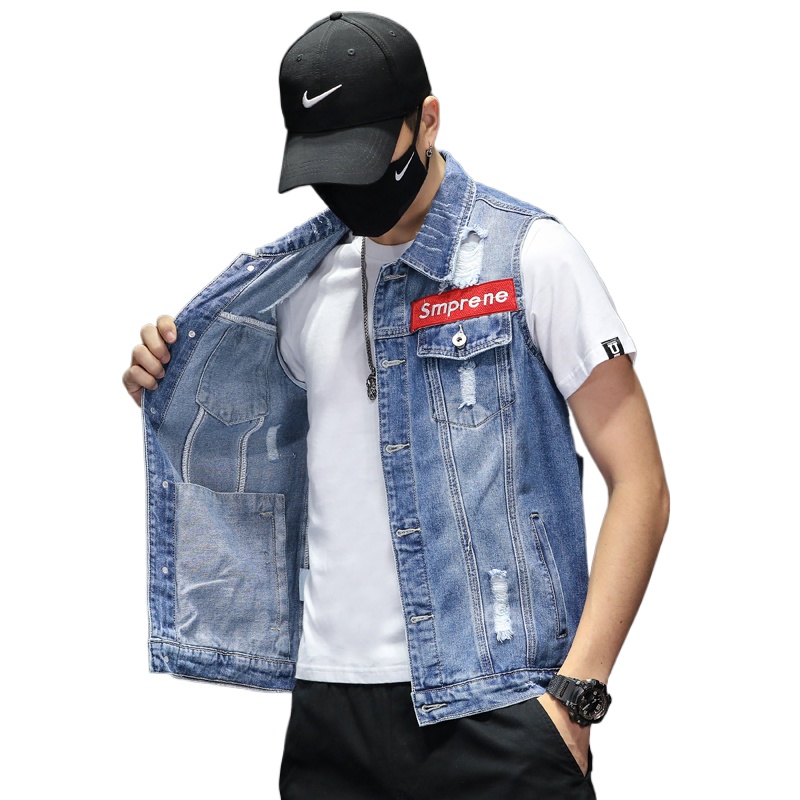 New Fashion Men Blue Denim Ves - Men'S Fashion Vest With Jeans บทวิจารณ์และราคา