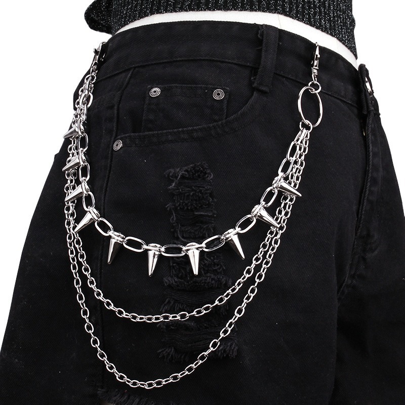 Hip Hop Punk Rock Metal Pants  - Jeans Pants Fashion Men บทวิจารณ์และราคา