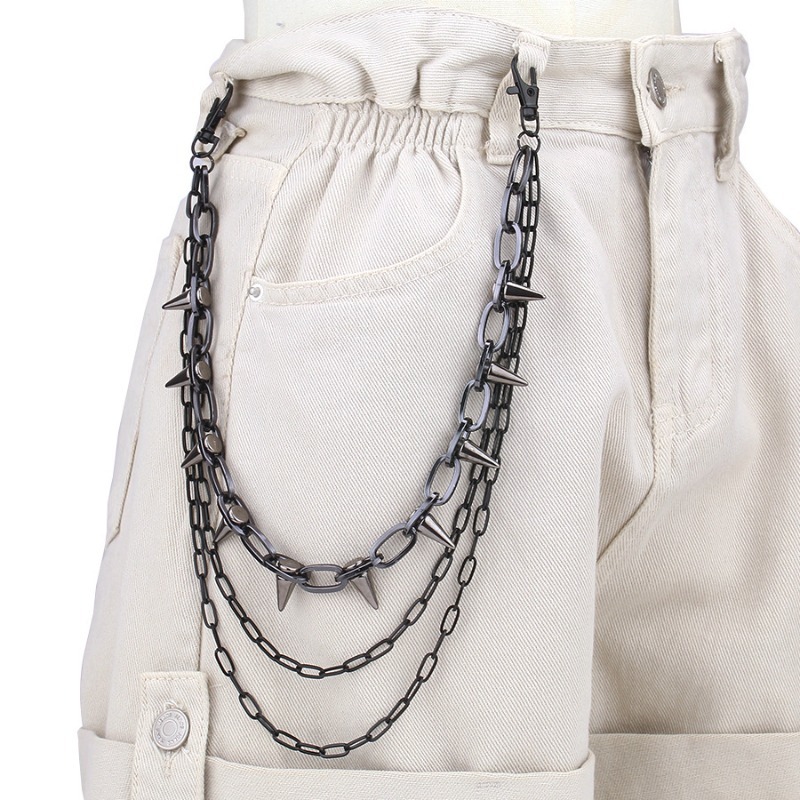 Hip Hop Punk Rock Metal Pants  - Jeans Pants Fashion Men บทวิจารณ์และราคา