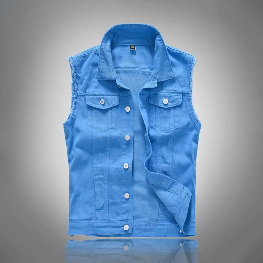 New Fashion Men Blue Casual De - Men'S Fashion Vest With Jeans บทวิจารณ์และราคา