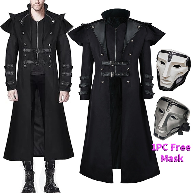 Men's Steampunk Gothic Long Tr - Trench Coat Men บทวิจารณ์และราคา