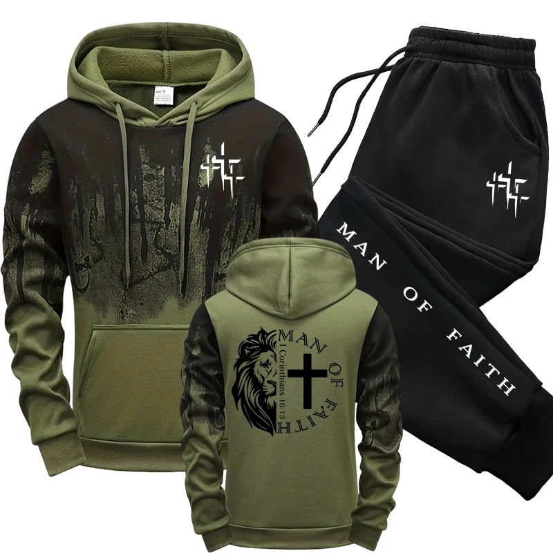 Man of Faith Pattern Men's Set - Jogger Sweatpants Men บทวิจารณ์และราคา