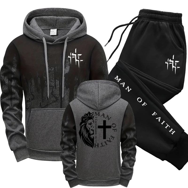 Man of Faith Pattern Men's Set - Jogger Sweatpants Men บทวิจารณ์และราคา