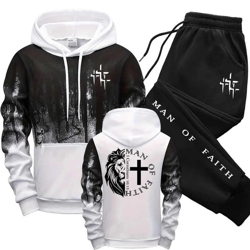 Man of Faith Pattern Men's Set - Jogger Sweatpants Men บทวิจารณ์และราคา