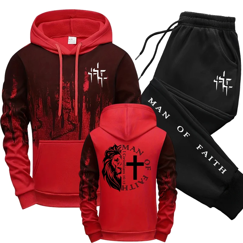 Man of Faith Pattern Men's Set - Jogger Sweatpants Men บทวิจารณ์และราคา