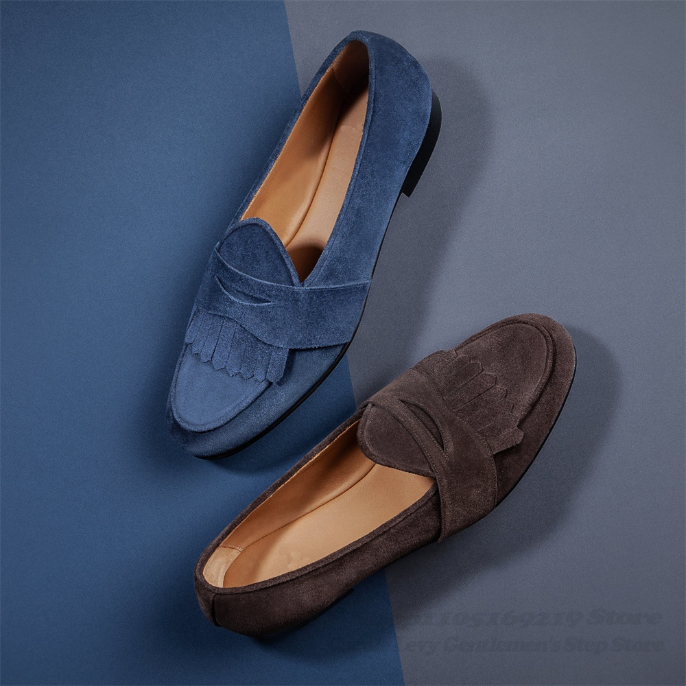 Navy Blue Suede Loafers Men Ro - Suede Loafers Men บทวิจารณ์และราคา