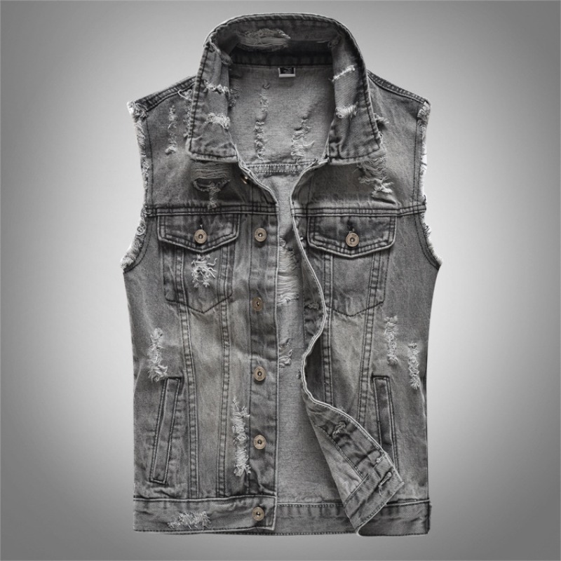 New Fashion Men Retro Grey Den - Men'S Fashion Vest With Jeans บทวิจารณ์และราคา